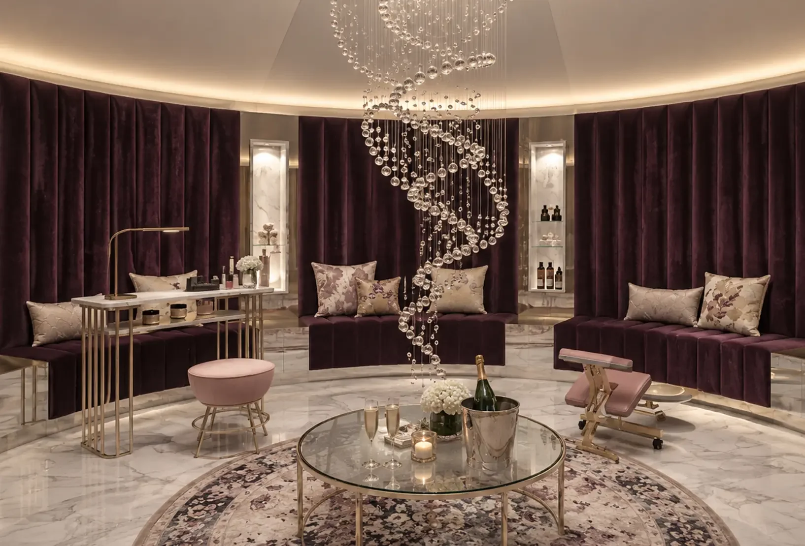Luxury manicure and pedicure space designed for Dromoland Castle spa
