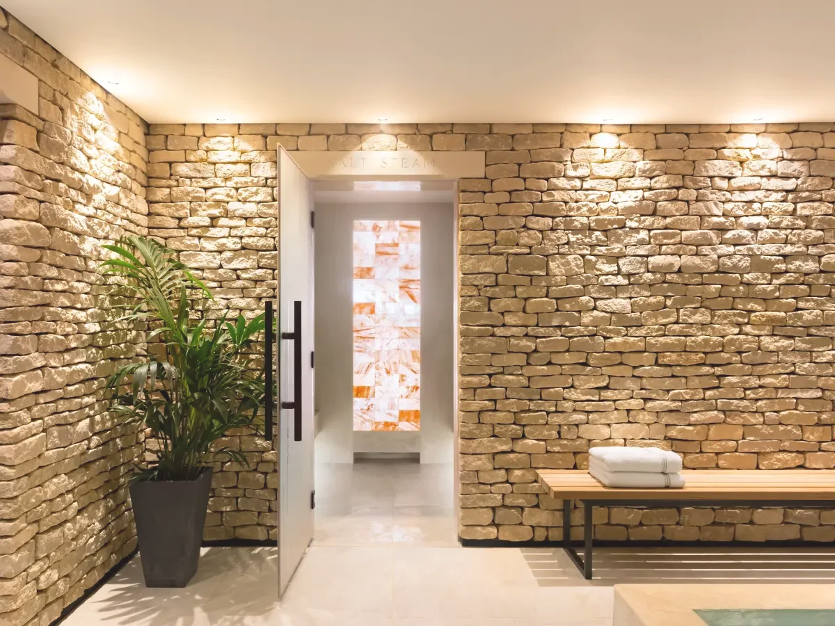 Himalayan salt steam cabin within the thermal suite at Homefield Grange
