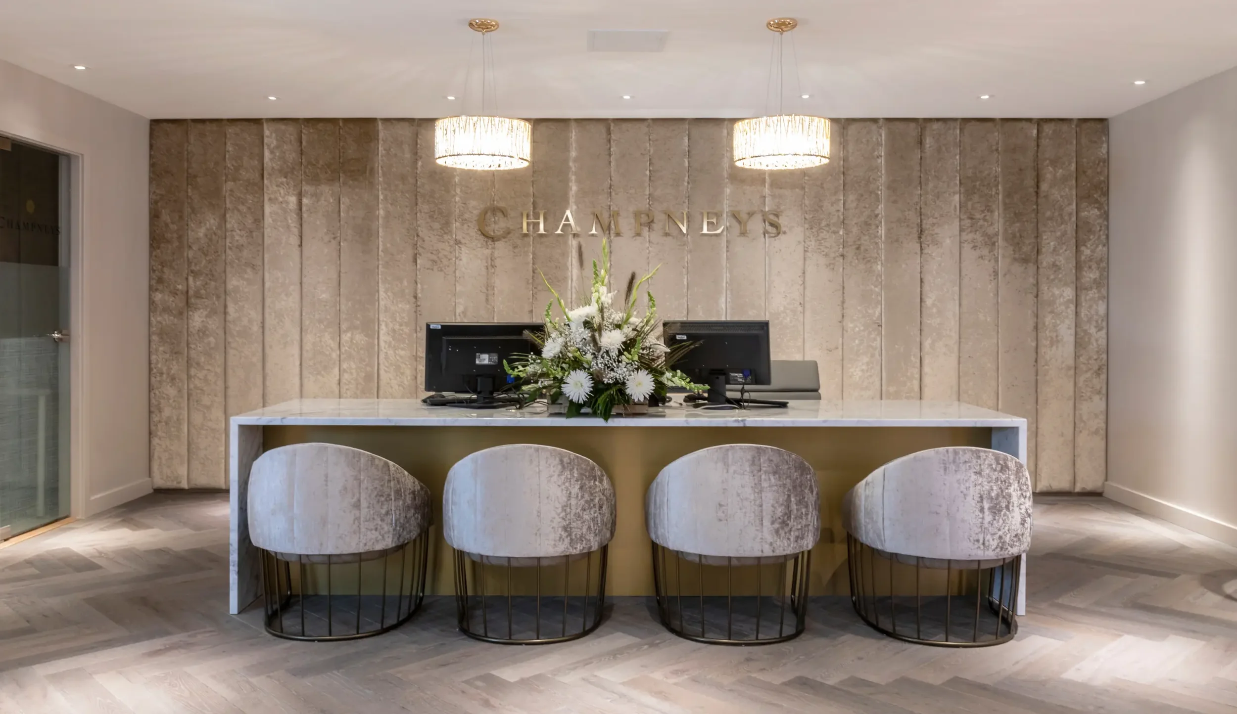 Spa reception and guest arrival area at Champneys Henlow.