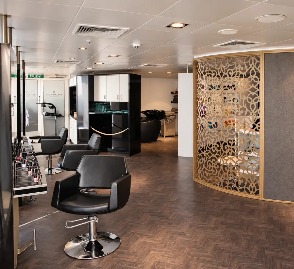 Hair salon within the Champneys spa onboard Marella Explorer.