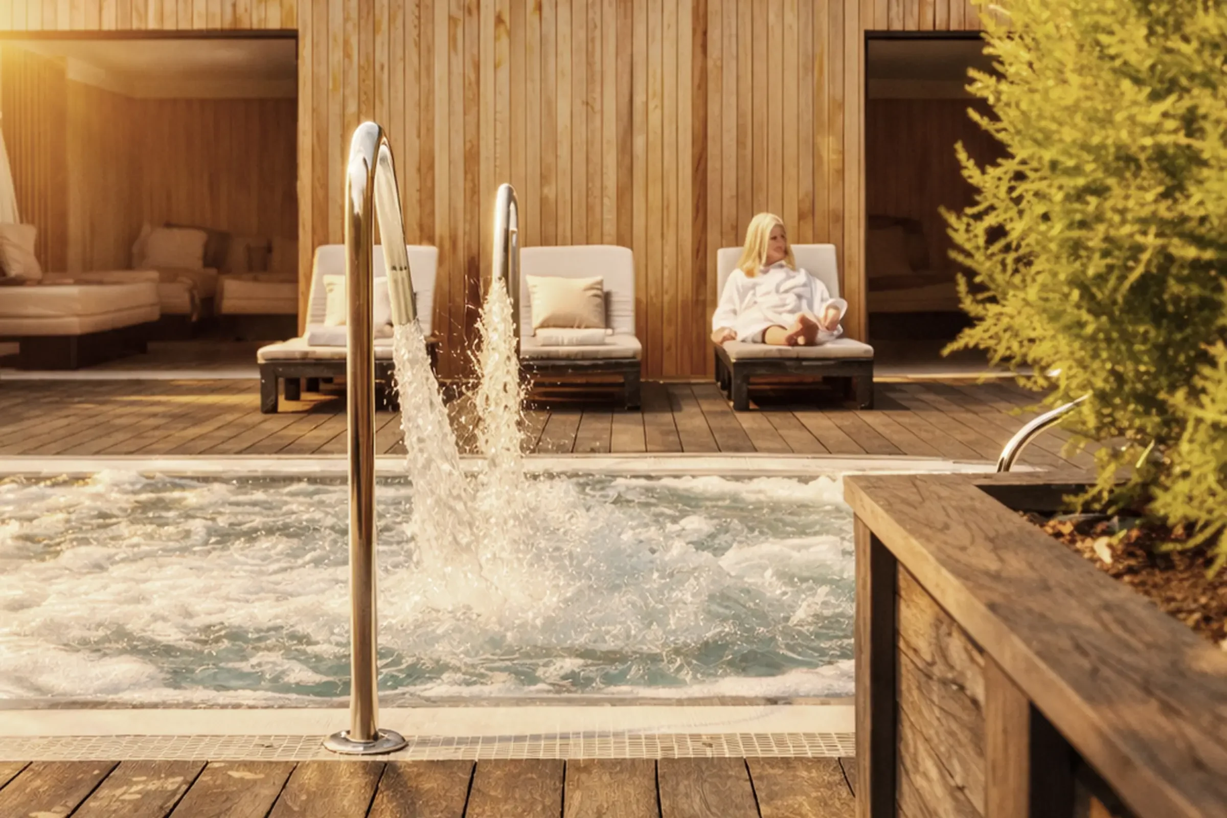 Hydrotherapy pool in the spa garden at Champneys, Forest Mere designed by Butterscotch Design
