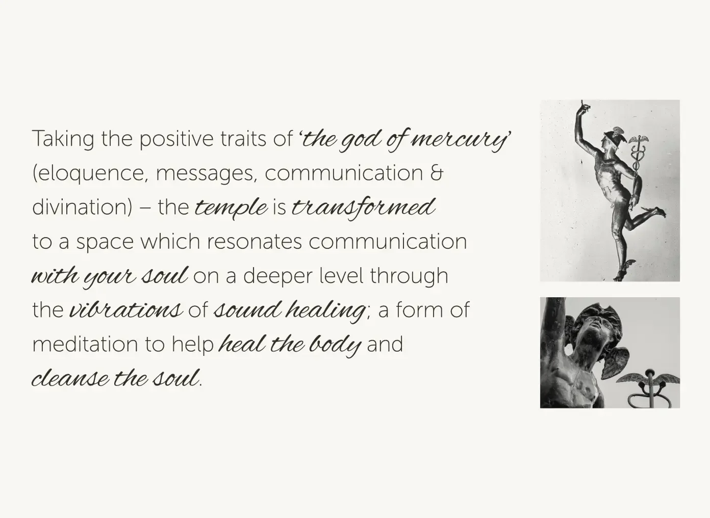 Concept for a sound healing experience at the Temple of Mercury within the grounds of Dromoland Castle.