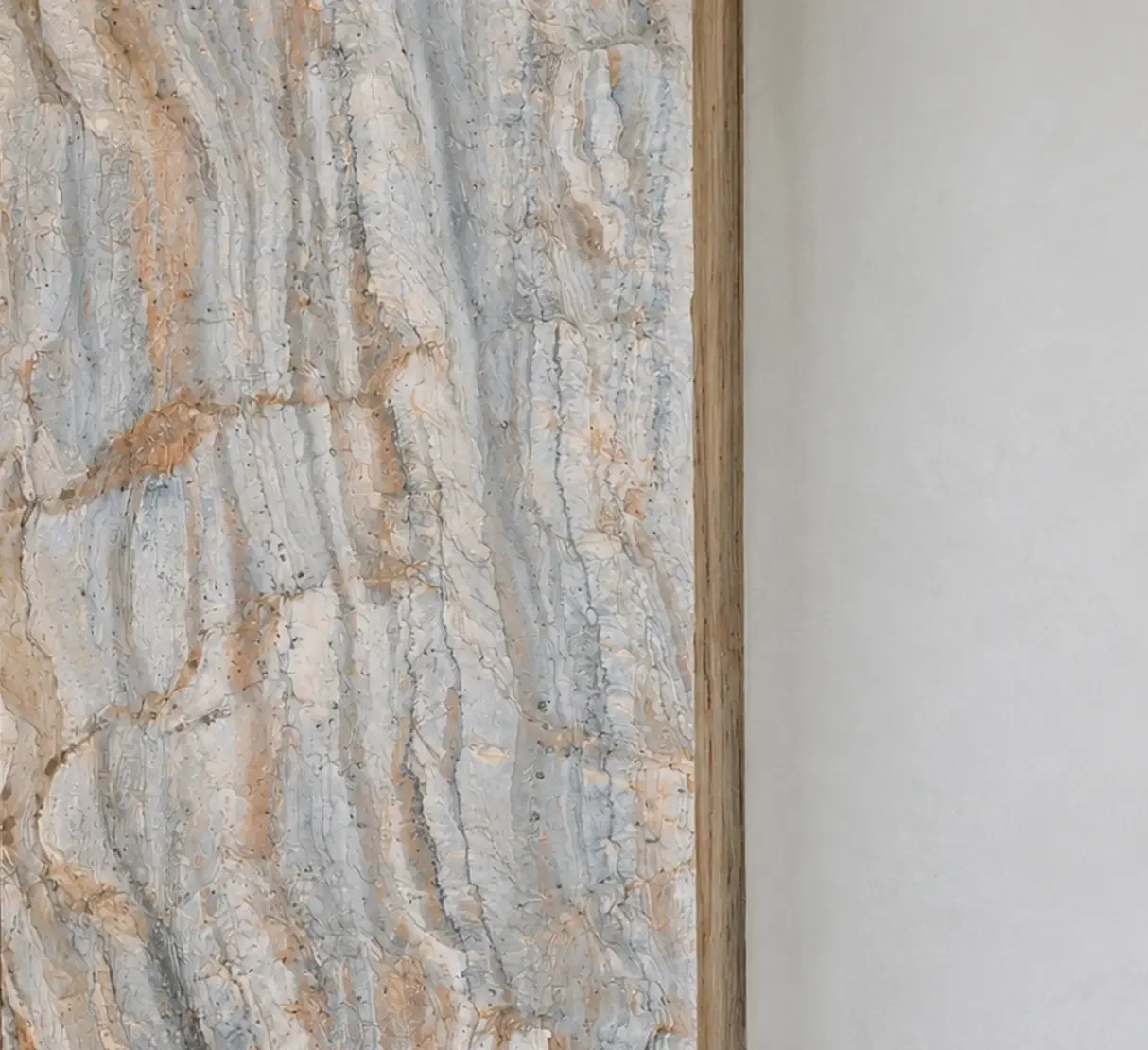 Close-up of the natural stone cladding used within the Silverlake Spa refurbishment.