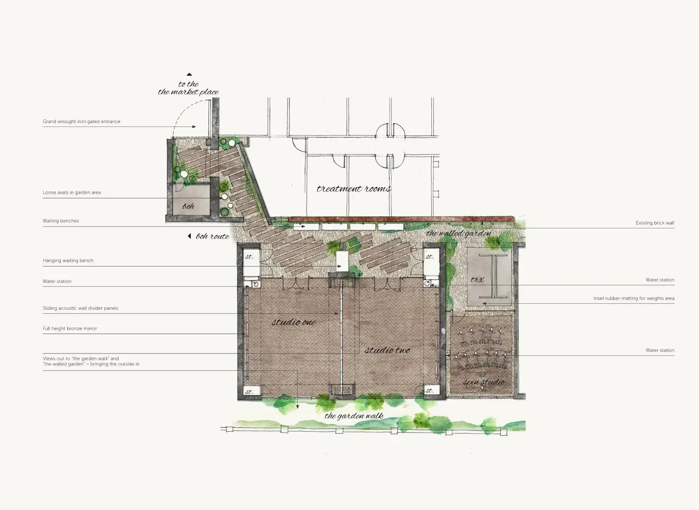 Proposed plan for the gym and wellness space within the historic part of Champneys Henlow.