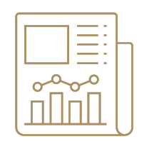 icon representing a simple process with clear analysis and real, data-driven and goal-oriented options
