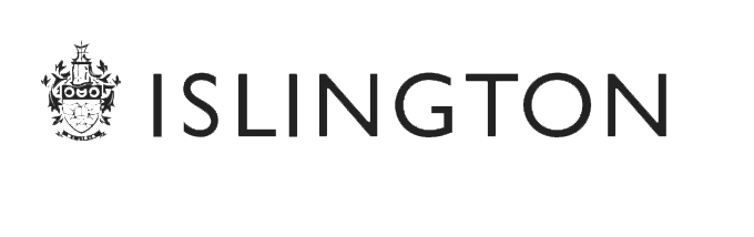 The word 'ISLINGTON' written in bold black capital letters with a crest or emblem to the left.