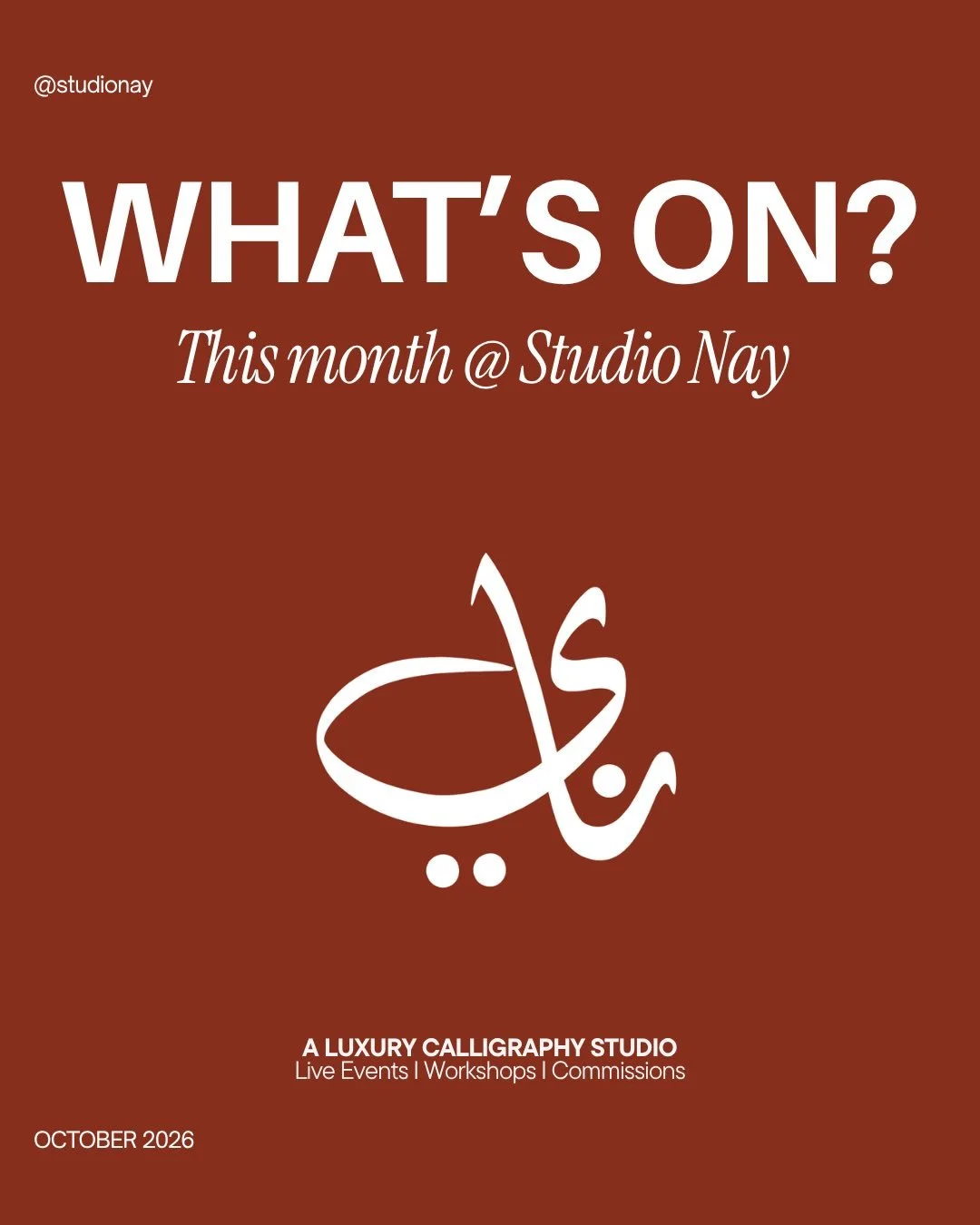@studionay is ready to go this October! 

Check out what&rsquo;s in store over the coming month 🖋️🌟

#londonevents #brandactivation #workshops #londonworkshop #calligraphy