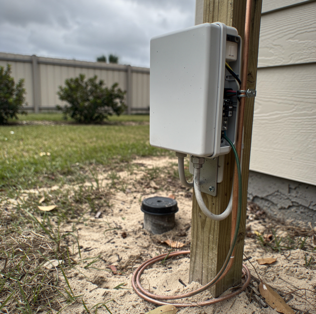 scorched well pump control box after lightning strike
