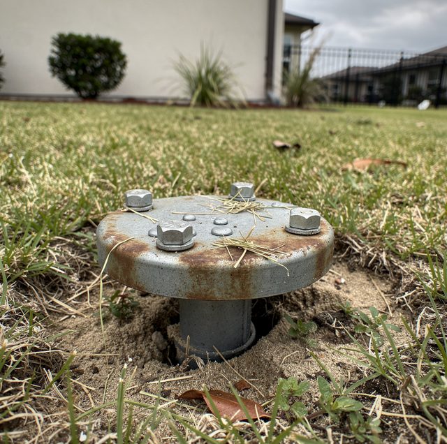 Steel well casing pipe stub capped above ground