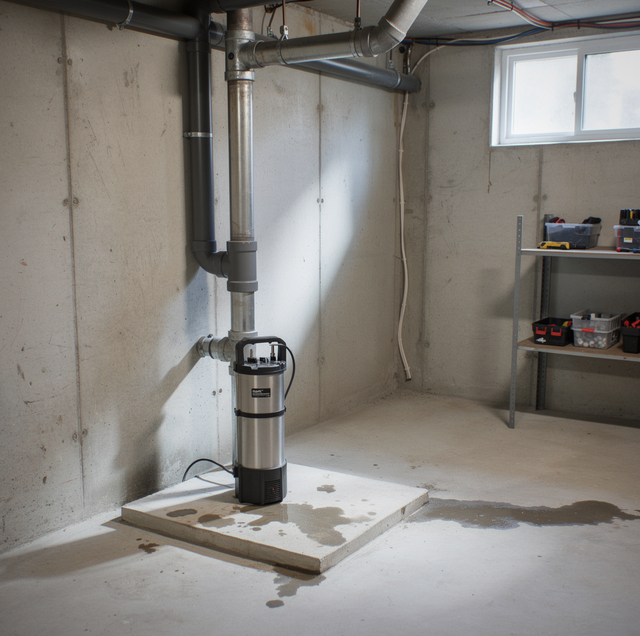 Shallow well head with pump beside deep drilled well