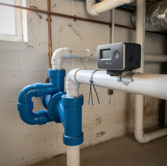 contactless pressure switch mounted on industrial water pump system