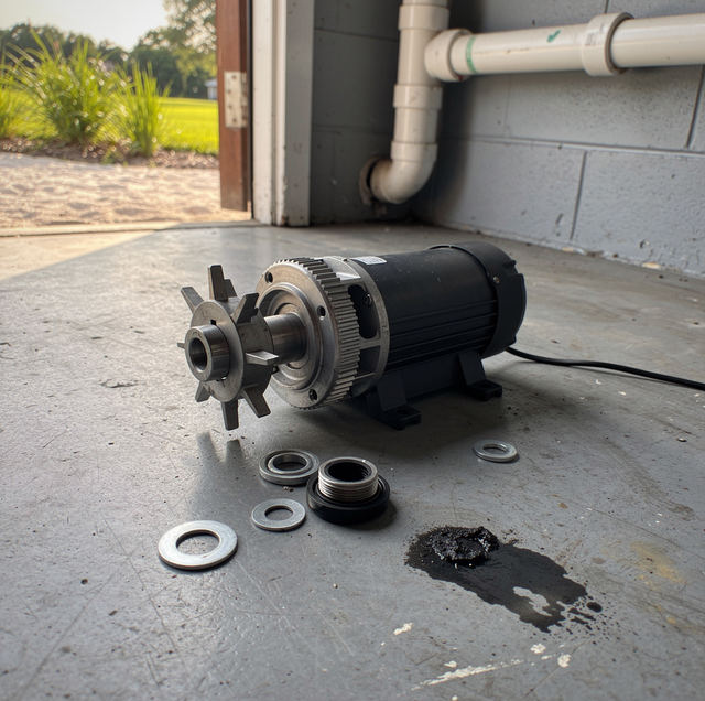 technician repairing submersible pump in flooded industrial pit