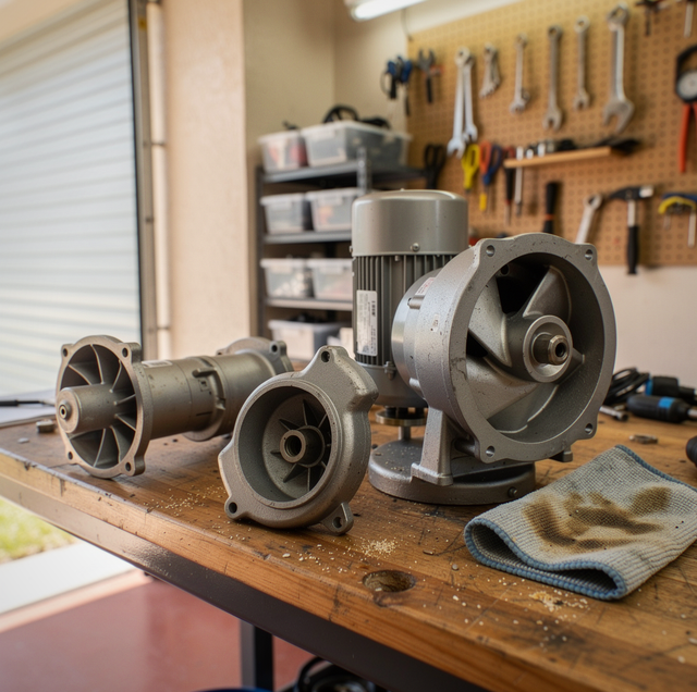 submerged submersible pump being repaired underwater