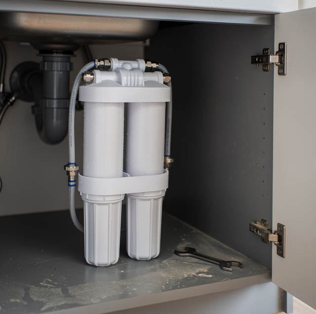 Two water filter cartridges side by side on workbench