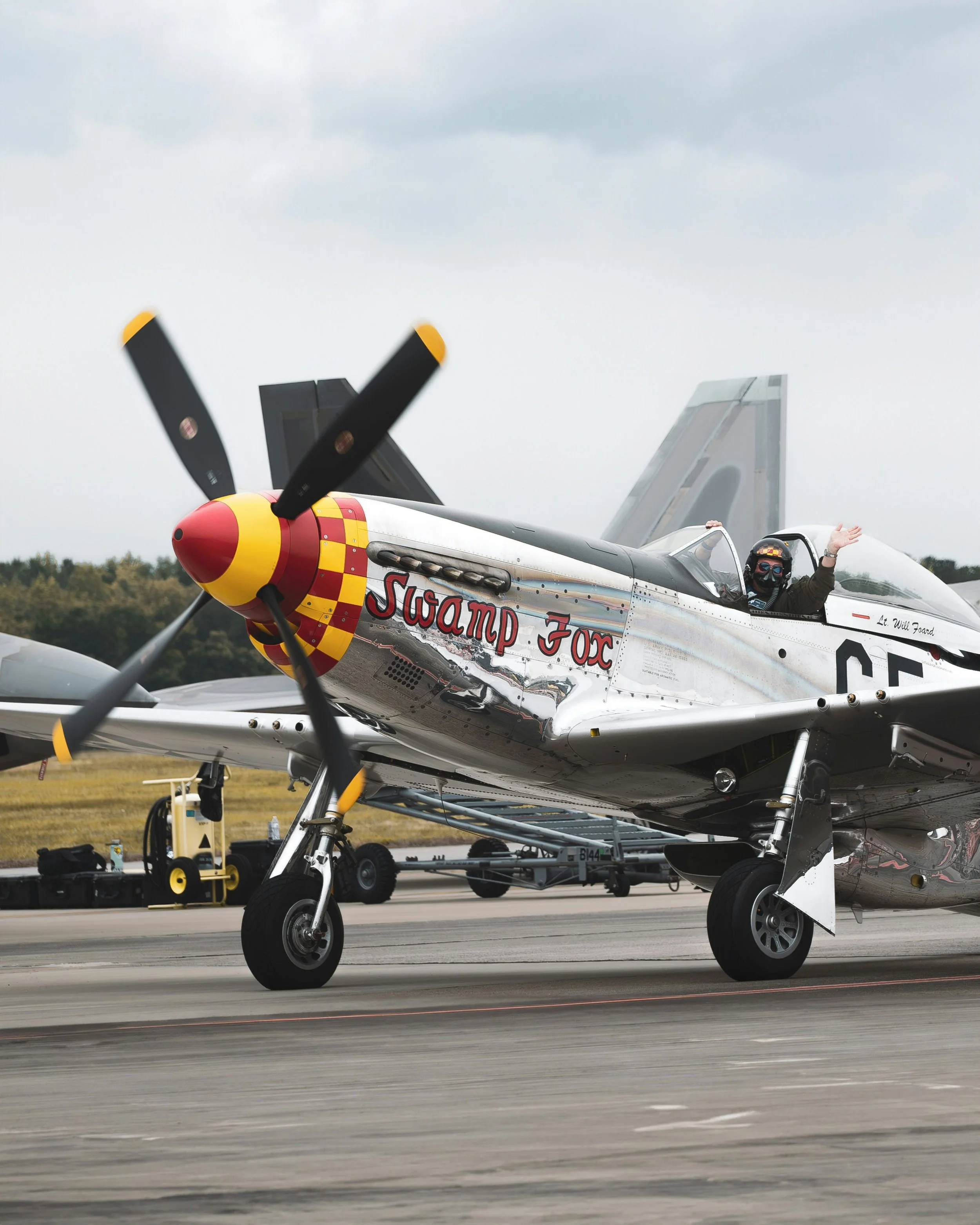 Vintage airplane on runway