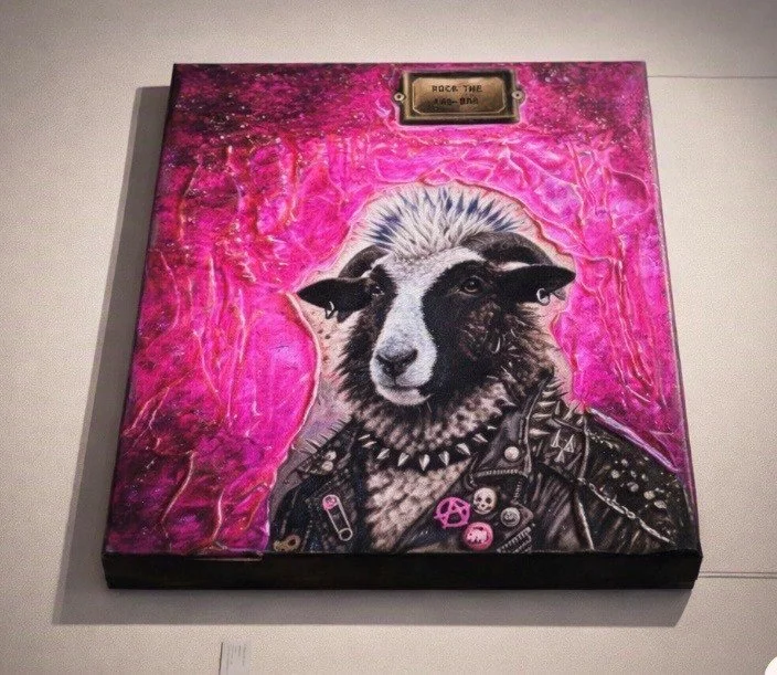 Rock the Kas-baa Neon Pink Punk Sheep Canvas
