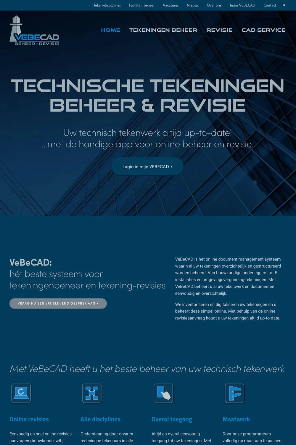 Website en folders voor VeBeCAD, beheer en revisie van technische tekeningen