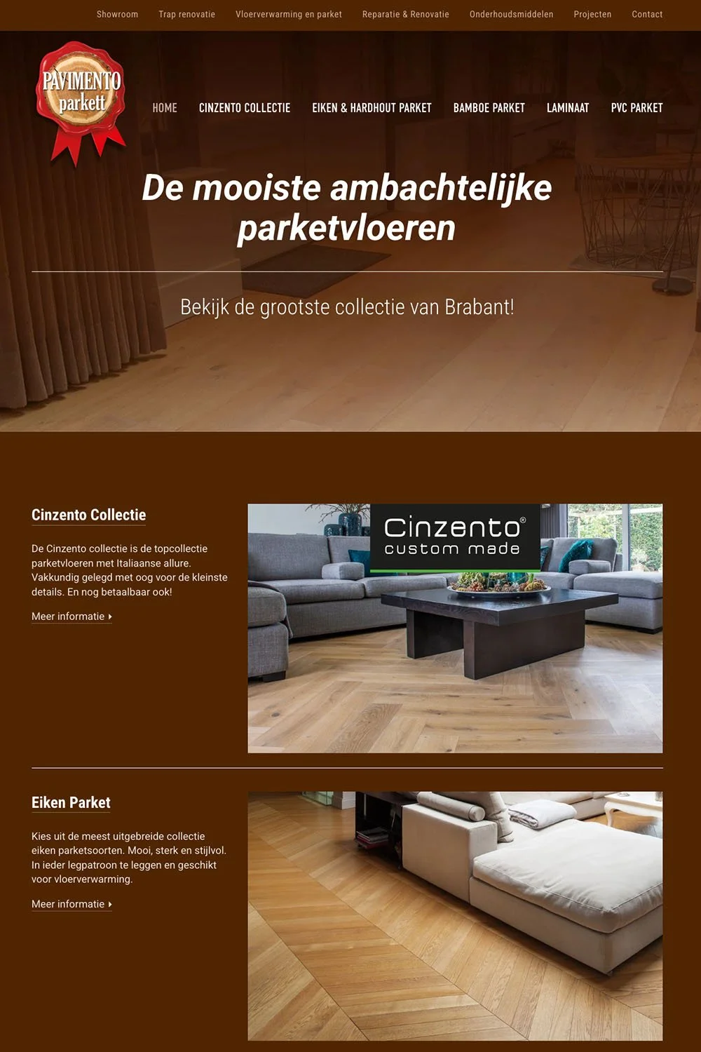 Website voor Pavimento Parket, ambachtelijke parketvloeren