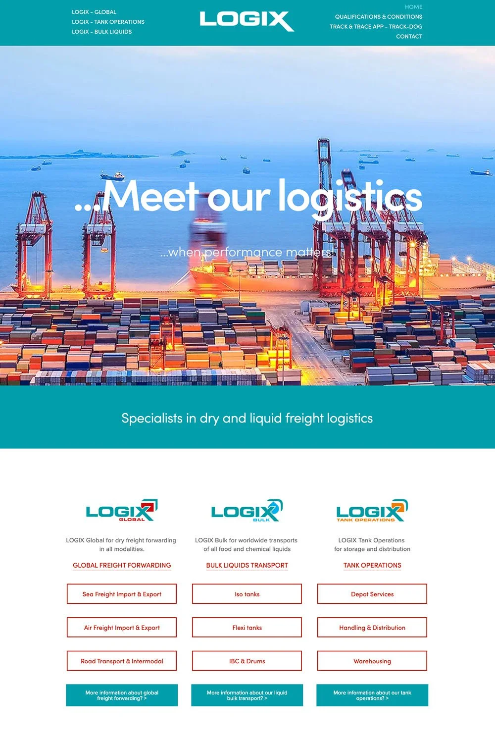 Website voor LOGIX Worldwide Logistics