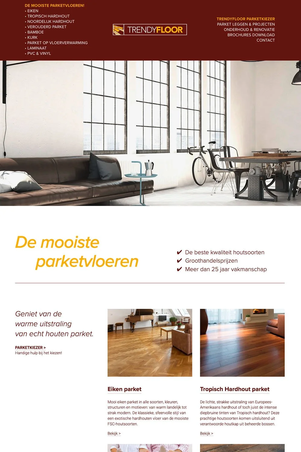 Website voor TrendyFloor, parket en houten vloeren