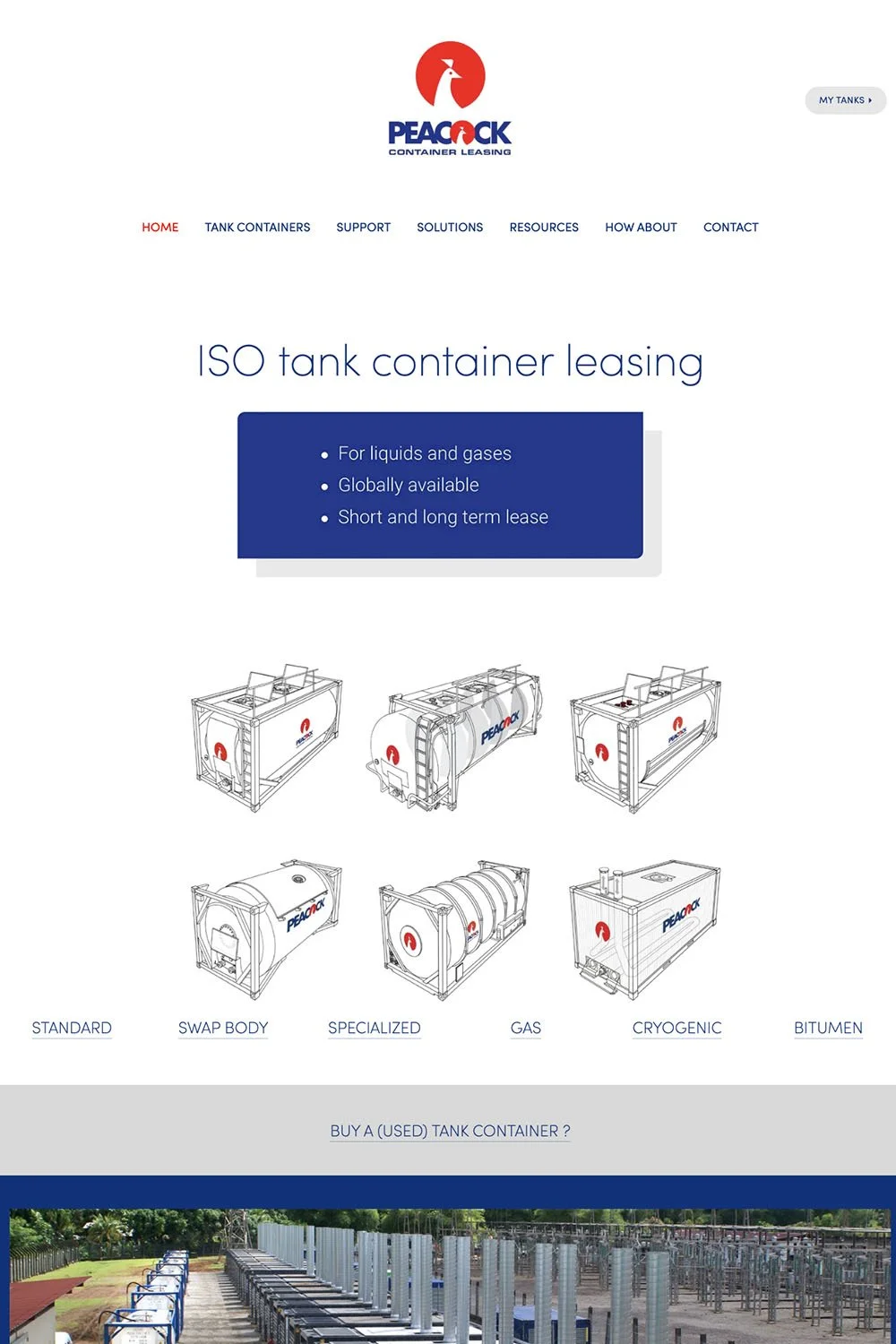 Website voor Peacock Container Leasing