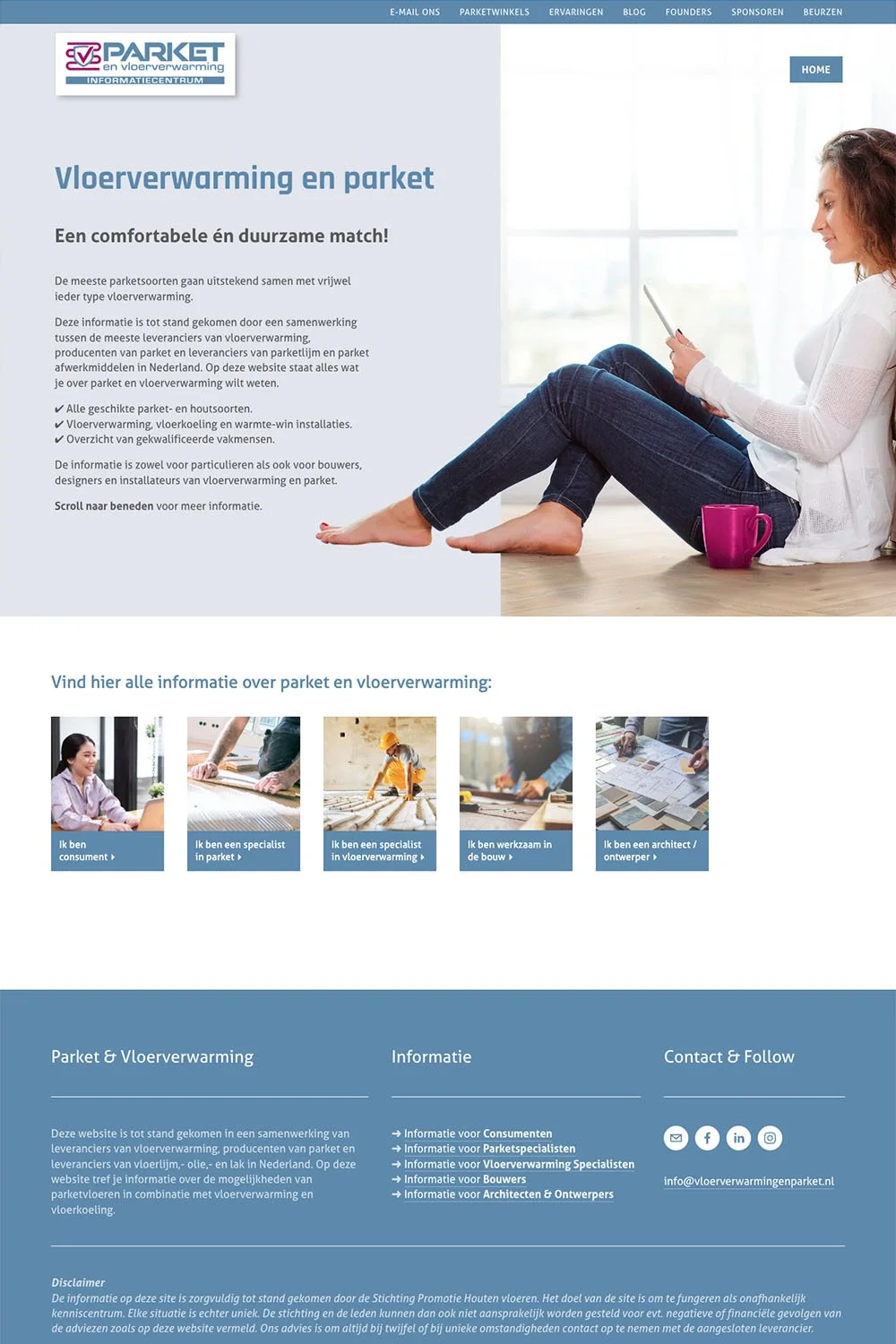 Website over parket en vloerverwarming