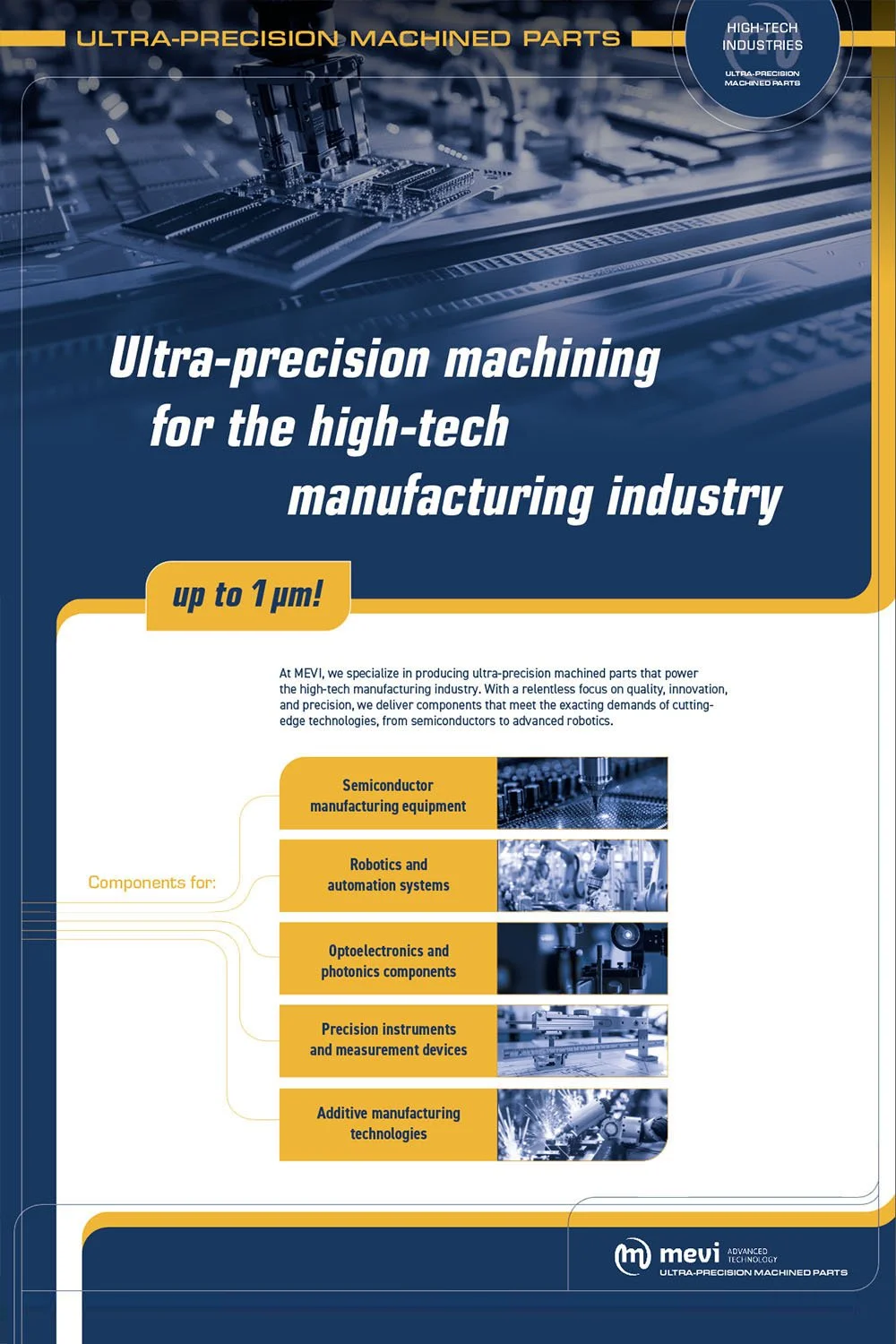 Website en productfolders voor Mevi, ultraprecieze componenten
