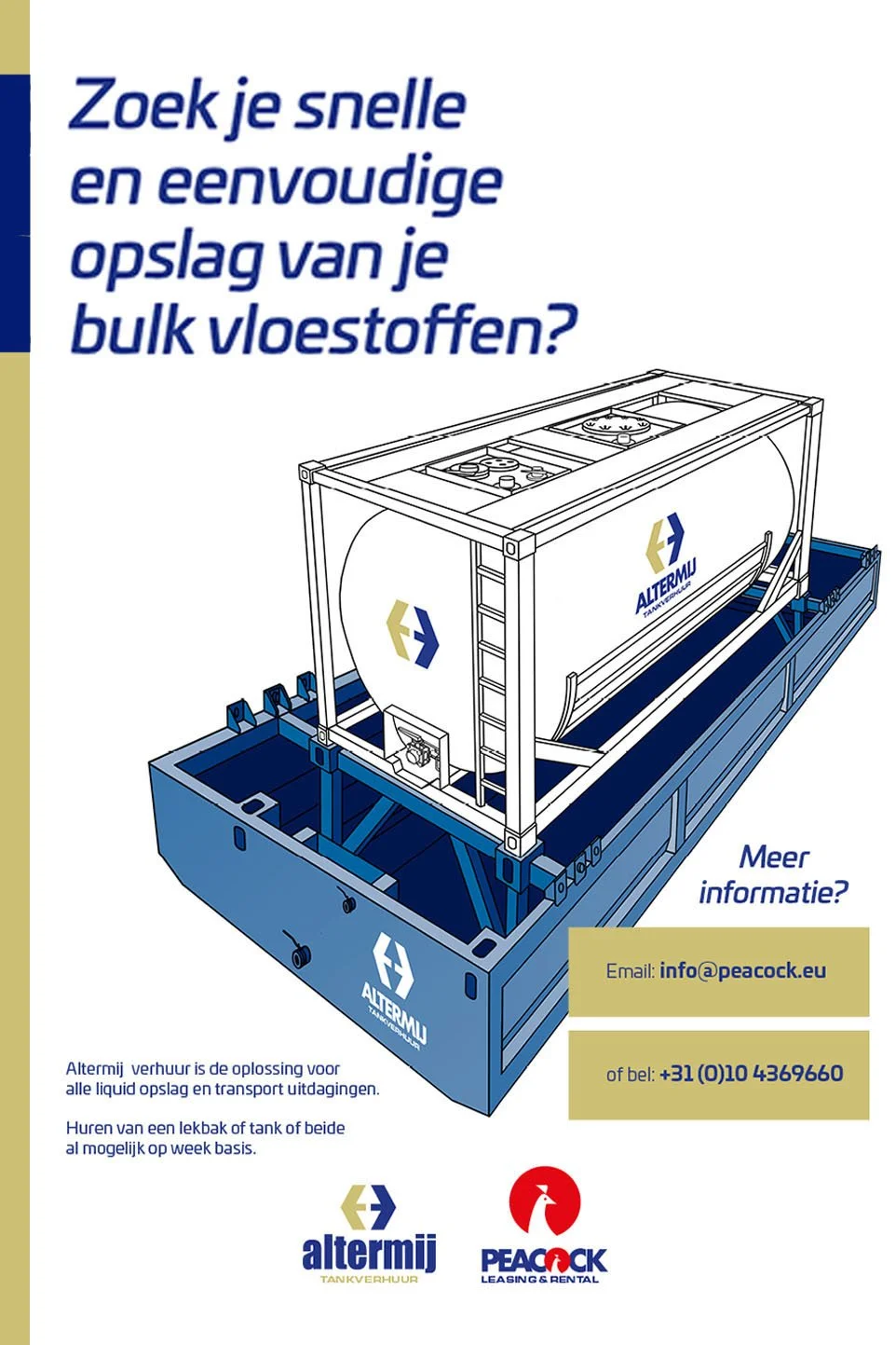 Advertentie voor lekbakken onder tankcontainers