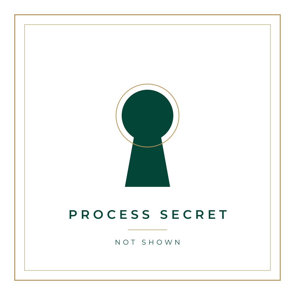 Keyhole seal reading "Process secret — not shown": the robotic assembly process is confidential