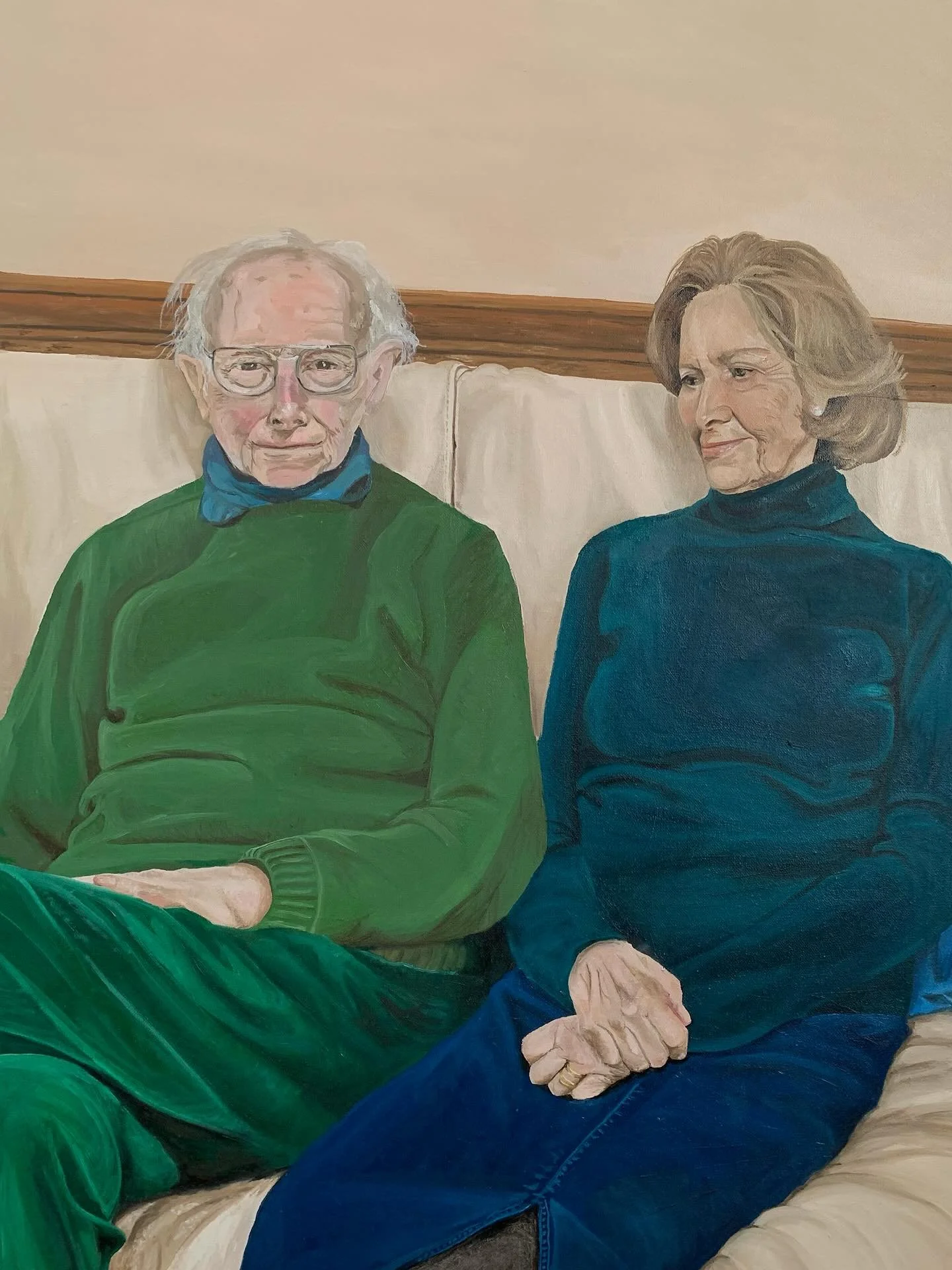 I finally finished a painting of my grandparents and had the pleasure of presenting it to them for their 60th Anniversary.

Over a year ago they sat for me whilst I painted and we talked about their life together, failures, successes, love and faith.