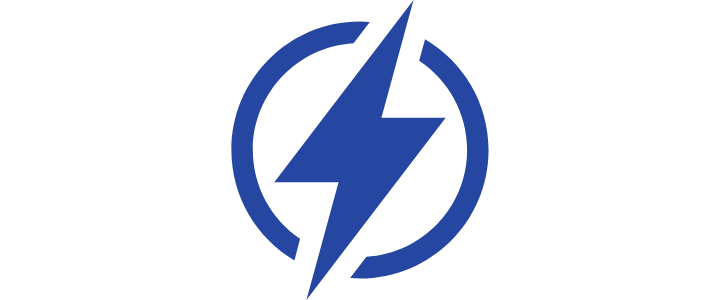 A blue lightning bolt inside a blue circle, representing electricity or power.