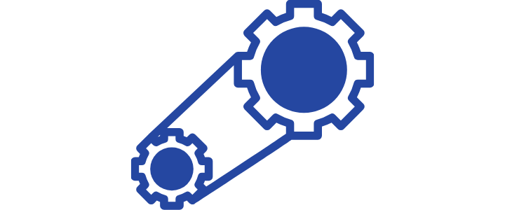 Illustration of two interconnected gears, one large and one small, representing mechanical or engineering concepts.