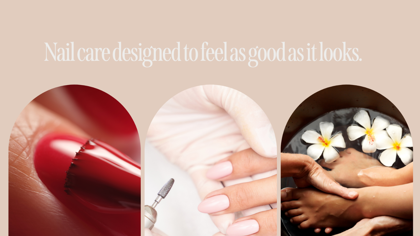 The Manicure Room services section featuring nail polish, a classic manicure and a relaxing pedicure.