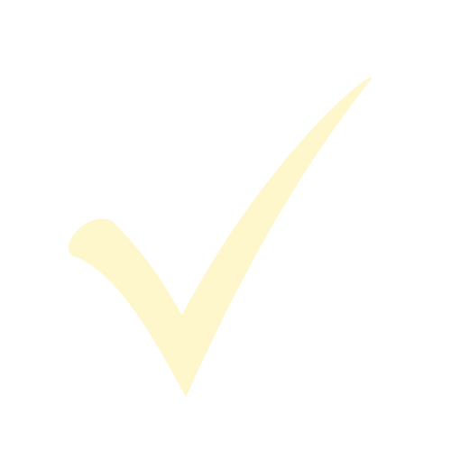 A large cream-colored check mark on a black background.