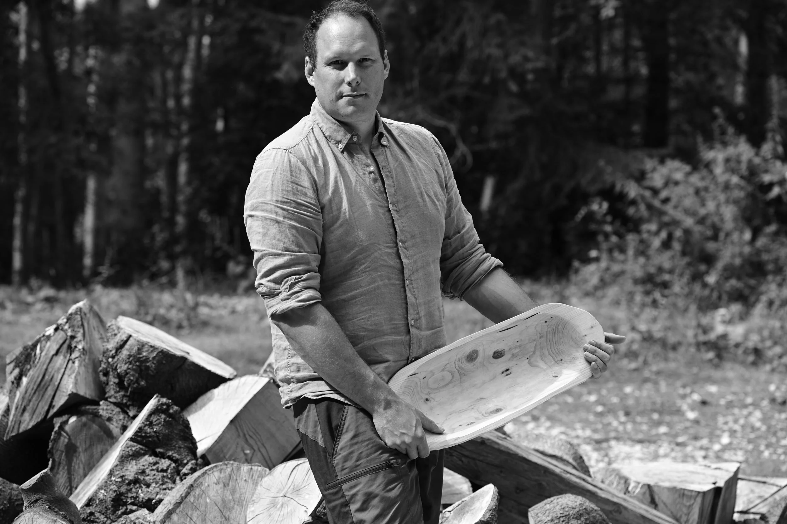 A dough bowl fresh from the axe block.