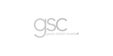 Green Shield Canada logo with the text 'gsc' and 'green shield canada' underneath, on a black background.
