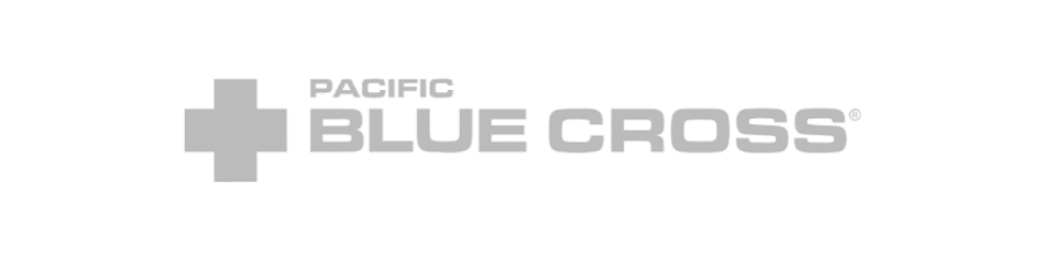 Pacific Blue Cross logo with a gray cross and black background.