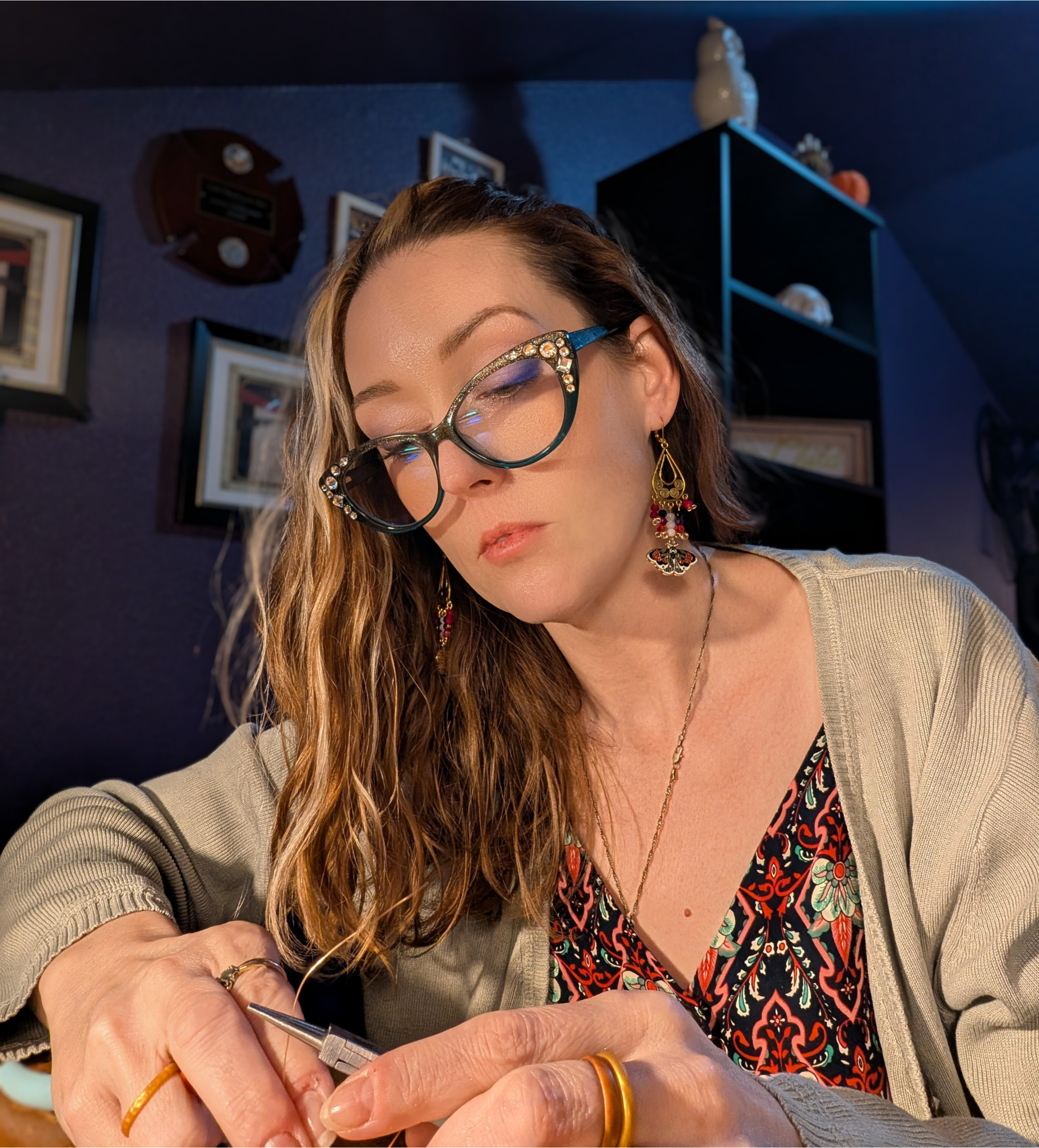 Kate designing earrings