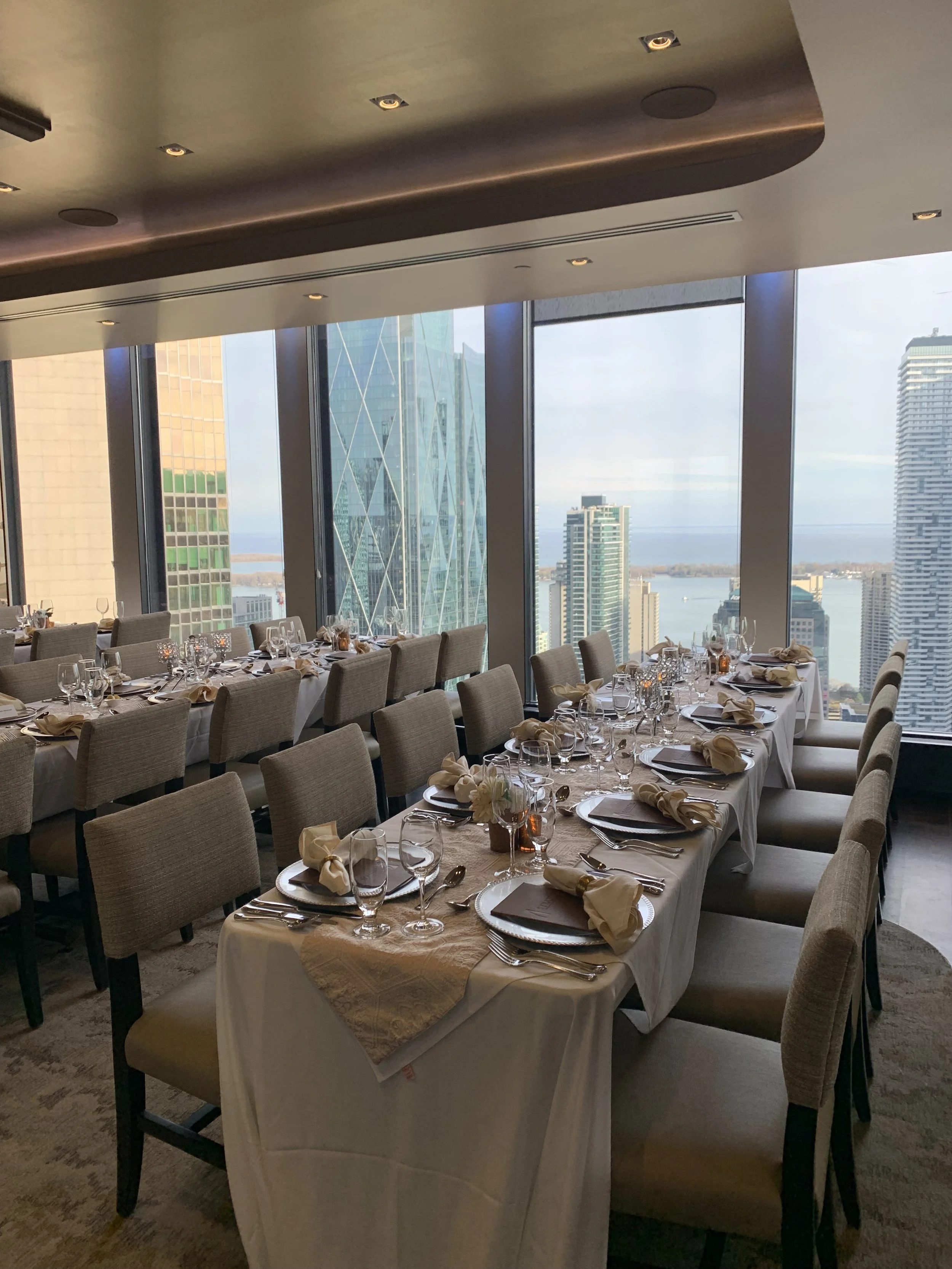 Rehearsal dinner setup with