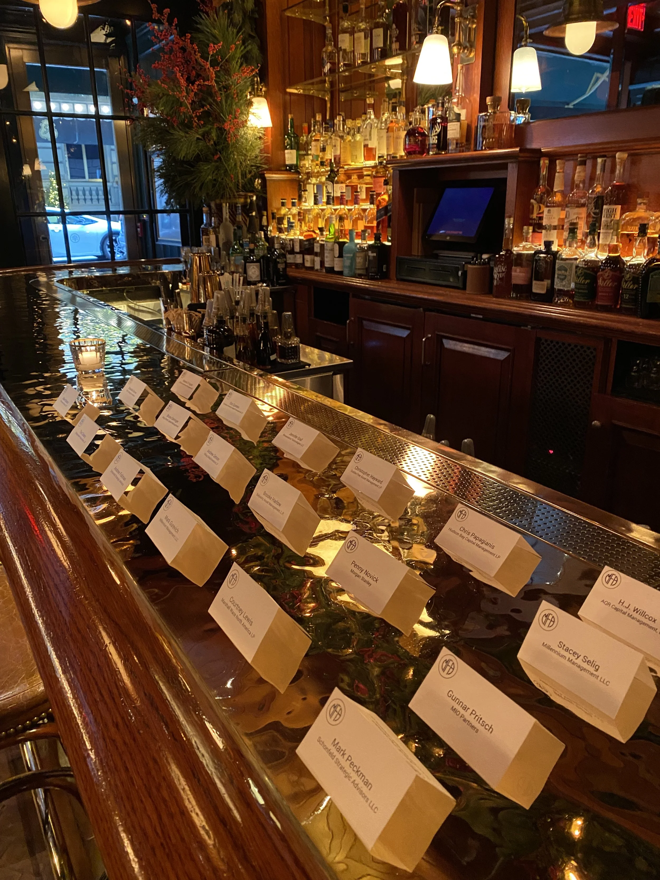 Corporate event table tent cards at The Polo Bar in New York City