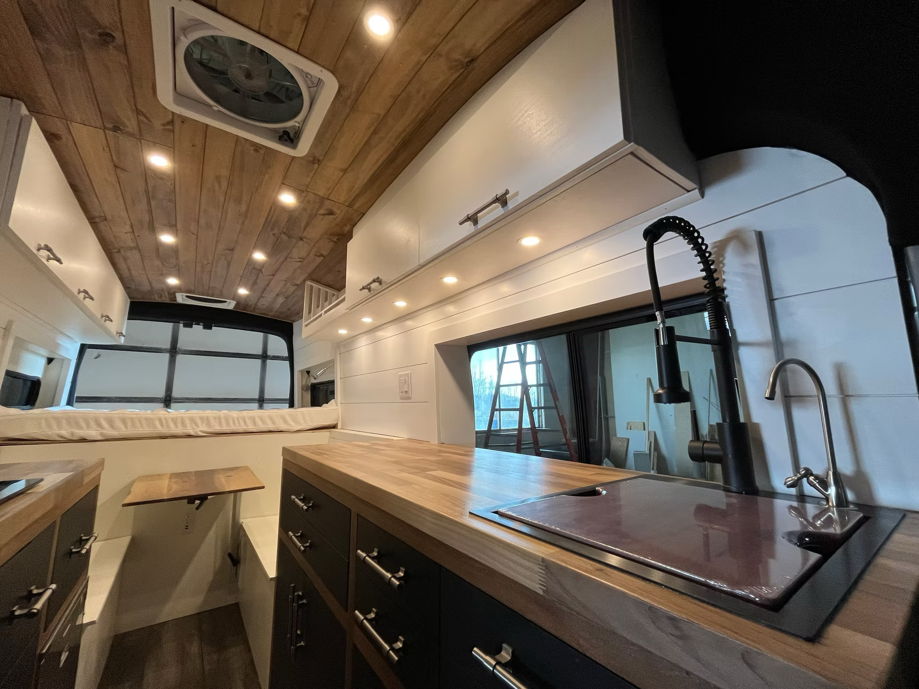 Ford Transit 148" Extended Black & Wood