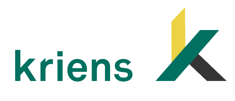 Logo mit dem Text 'kriens' und einem stilisierten geometrischen Symbol in Gelb, Grün und Schwarz.