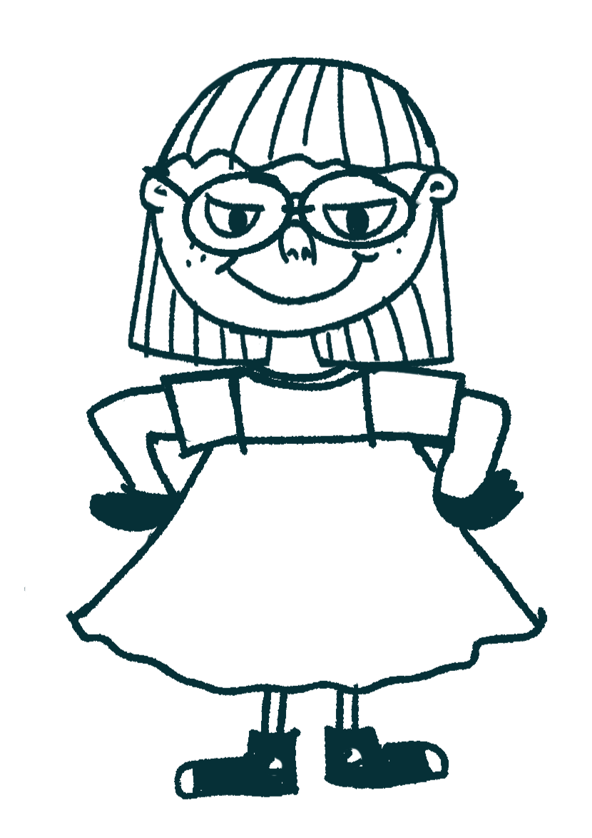 Cartoon Figur Magda als Kommentatorin von d'ns Studio