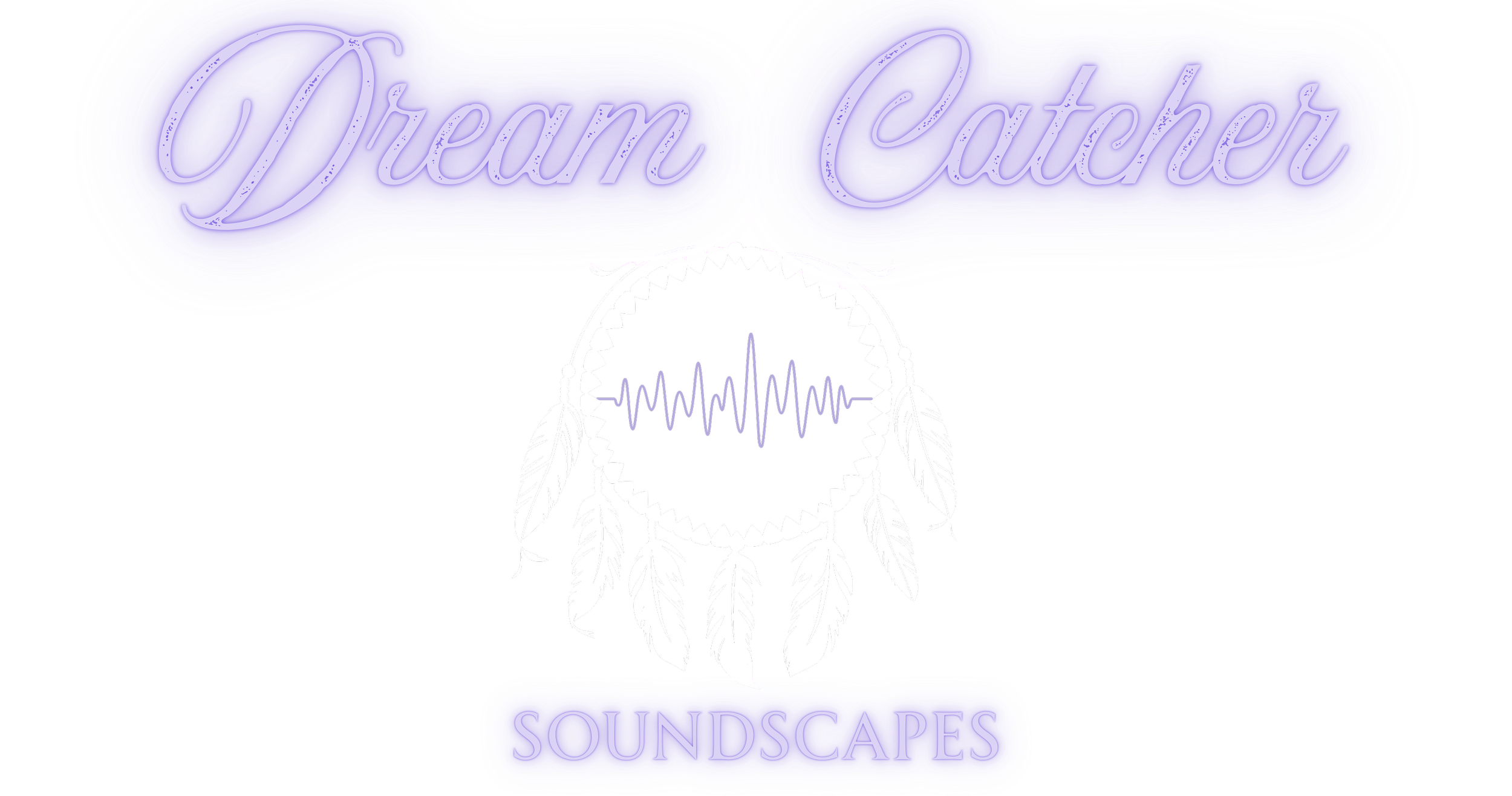 Neon sign with the text 'Dream Catcher' above a dreamcatcher illustration featuring feathers and a sound wave in the center, with the word 'SOUNDSCAPES' below.
