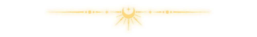 Decorative illustration of a golden horizontal scepter with a star and moon motif at the center.