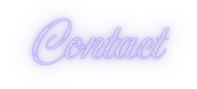 A neon sign spelling 'Contact' in cursive letters on a pink background.
