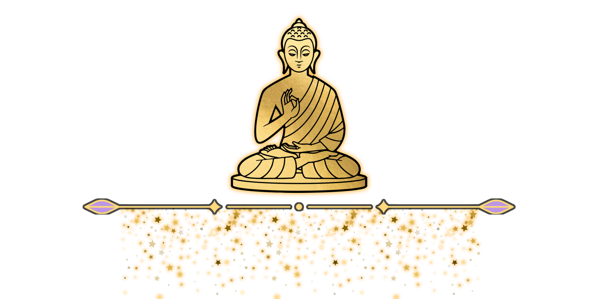 A digital illustration of a golden Buddha statue in a seated meditation pose, with a background featuring the flag of Spain with red and yellow horizontal stripes.