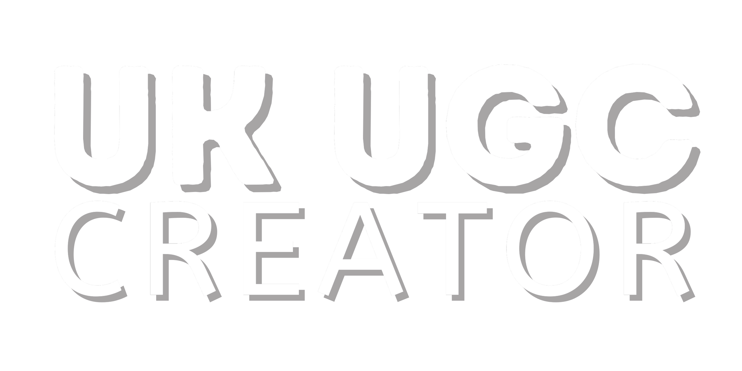 Text logo reading 'UK UGC CREATOR' in bold, white, stylized letters on a black background.