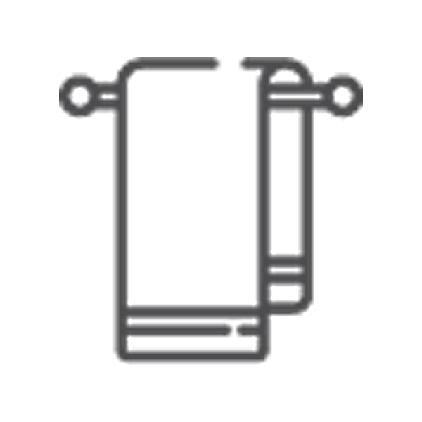 Line icon of two towels hanging on a towel rack