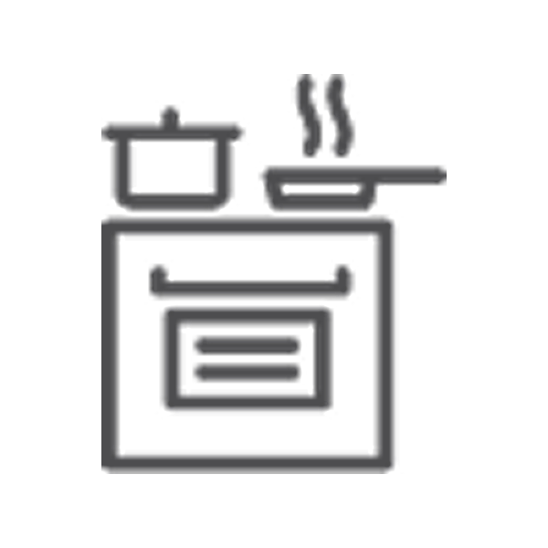 Outline of a stove with a pot and pan
